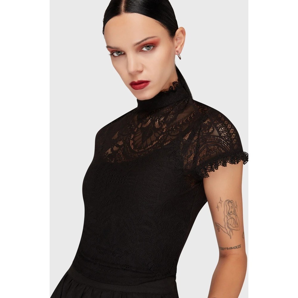 Ava lace crop top romantic goth‎ black size XS